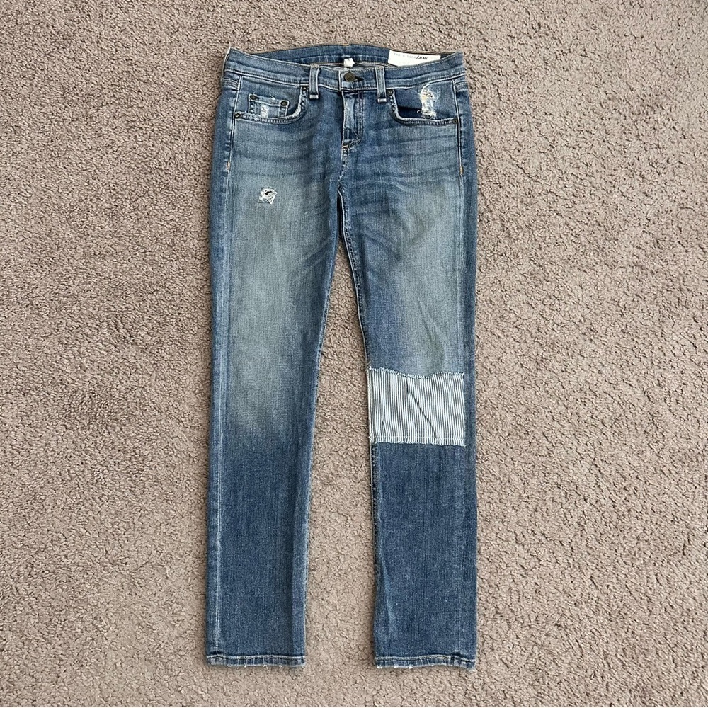 Rag & Bone Jean Tomboy  Patchwork Denim Jeans Womens 25
